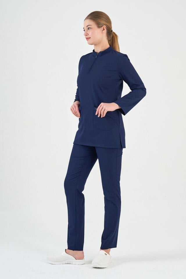 Navy Blue Lycra Tunic Set
