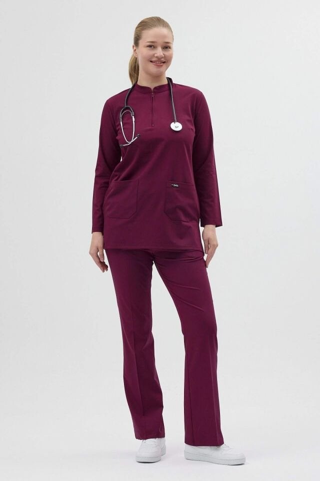 Vişne Tunik Boy Çan Paça Scrubs