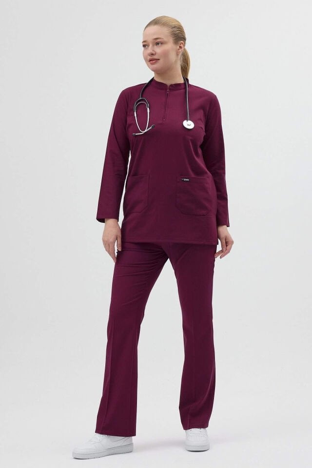 Vişne Tunik Boy Çan Paça Scrubs