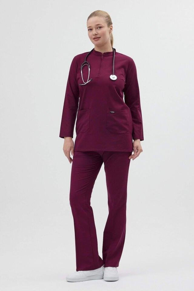 Vişne Tunik Boy Çan Paça Scrubs