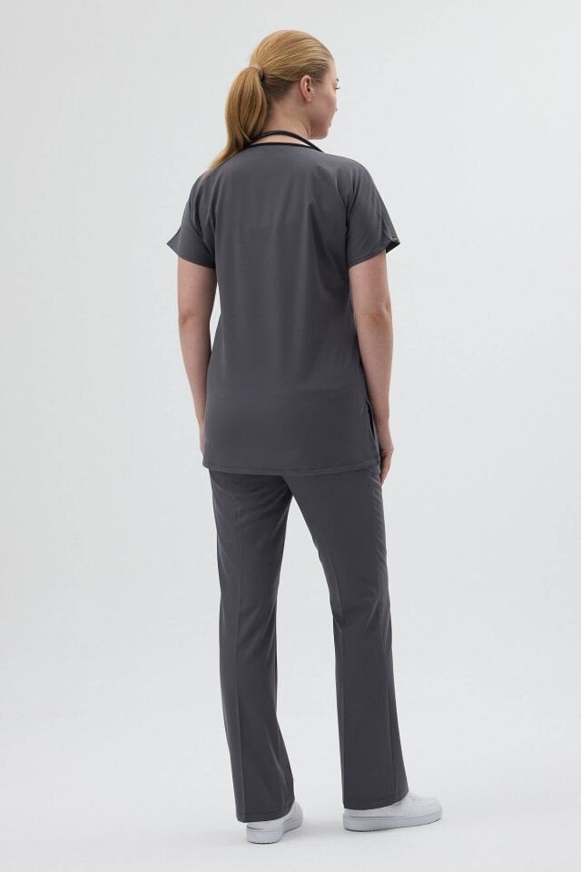 Füme Tunik Boy Kısa Kol Çan Paça Scrubs