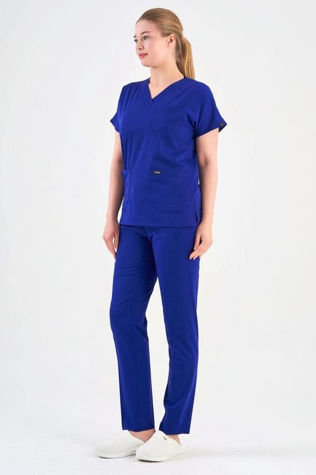 Saks Mavisi Likra Cerrahi Üniforma Takım