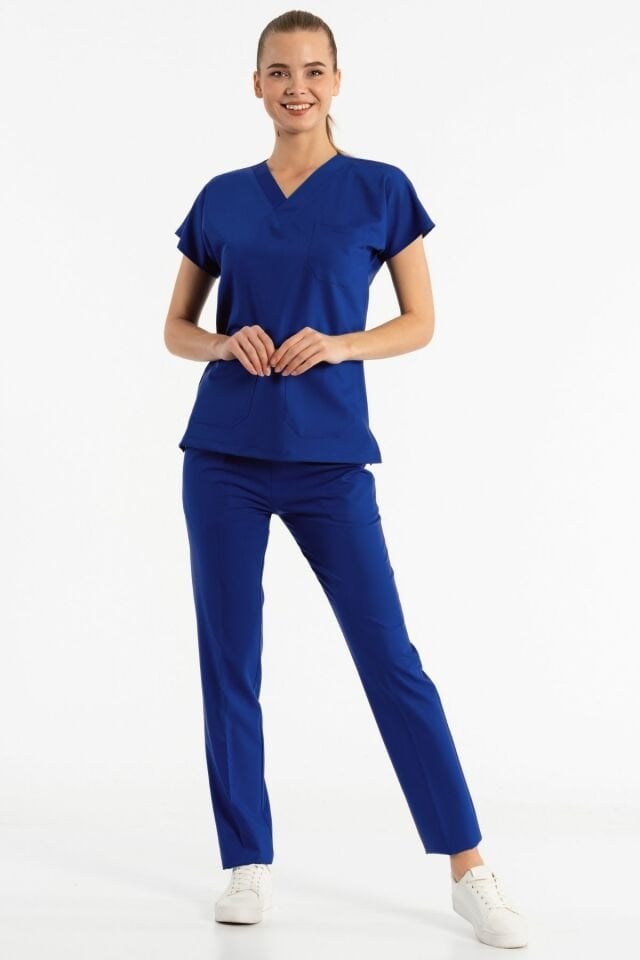 Saks Mavisi Likra Cerrahi Üniforma Takım