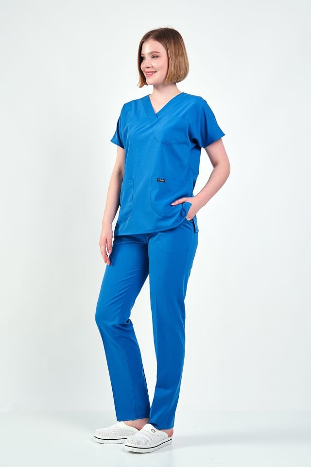 İndigo Mavisi Likralı Cerrahi Takım