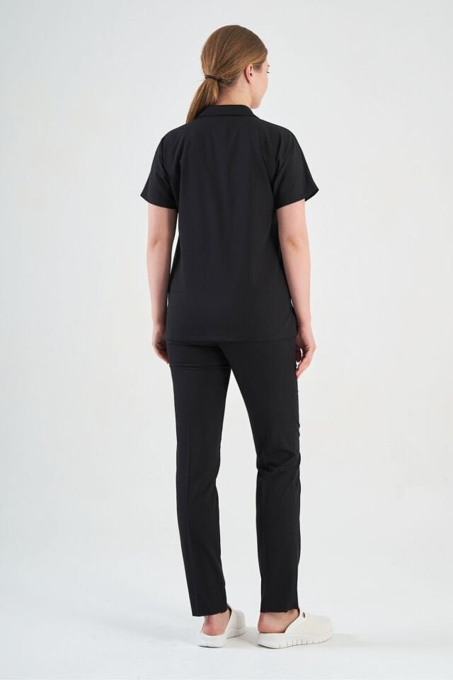 Likralı Siyah Polo Yaka Takım