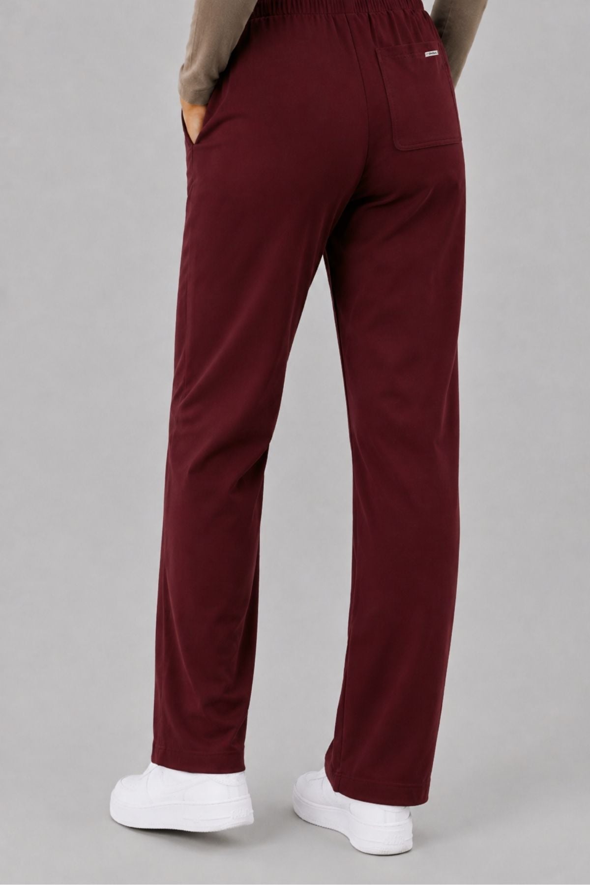 Likralı Bordo Boru Paça Scrubs Pantolon