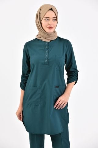 Koyu Petrol Yeşili Cerrahi Tesettür Takım