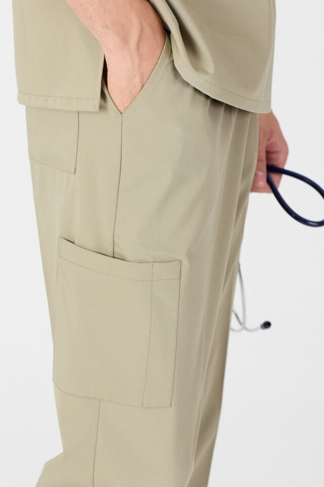 Likralı Çağla Yeşili Hakim Yaka Scrubs