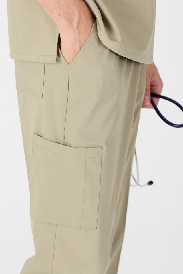 Likralı Çağla Yeşili Hakim Yaka Scrubs