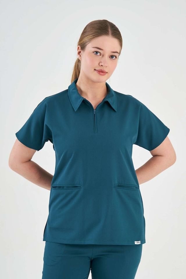 Likralı Koyu Petrol Yeşili Polo Yaka Takım