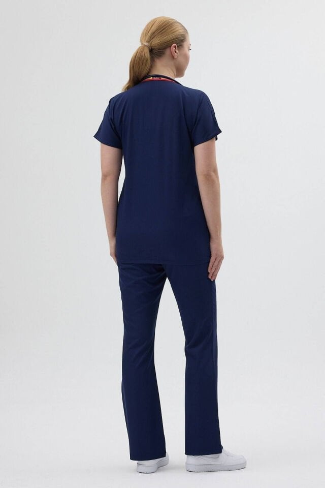 Lacivert Tunik Boy Kısa Kol Çan Paça Scrubs