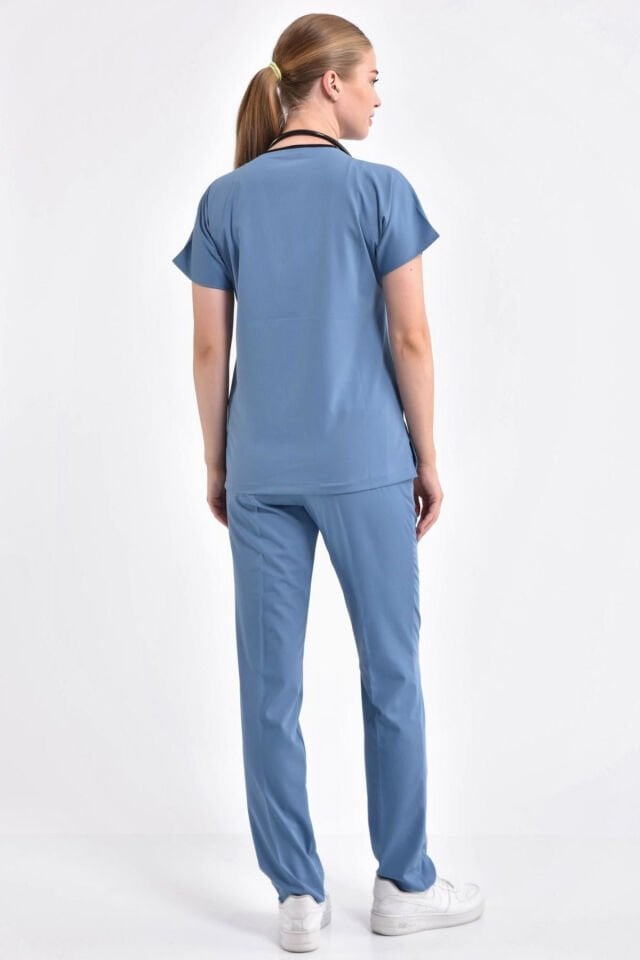 Likralı Açık Mavi Cerrahi Takım