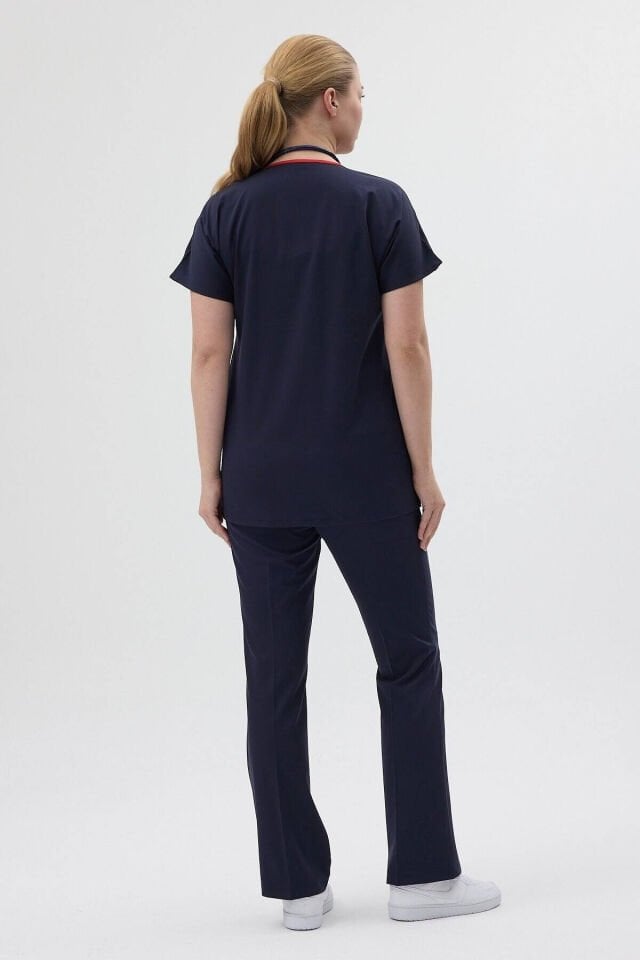 Dark Navy Tunic, Short Sleeve, A-Length Leg Scrubs