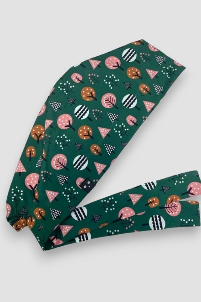 Renkli Ağaçlar Desenli Cerrahi Tesettür Bone