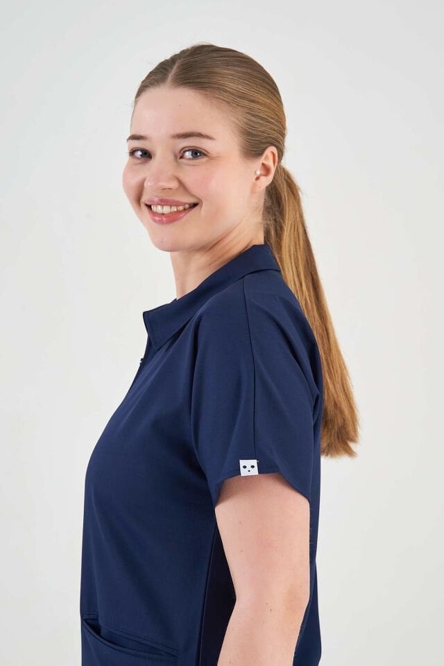 Likralı Lacivert Polo Yaka Takım