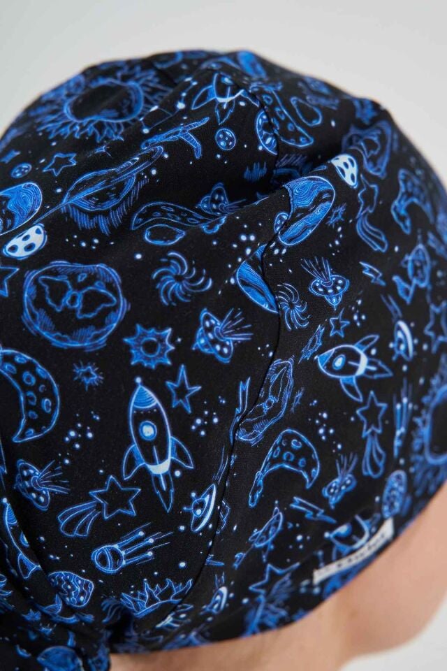 Space Pattern Surgical Hijab Bonnet