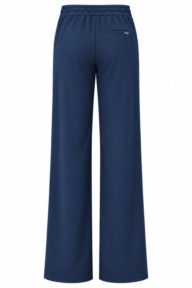 Likralı Lacivert - Patriot Blue Bol Paça Pantolon