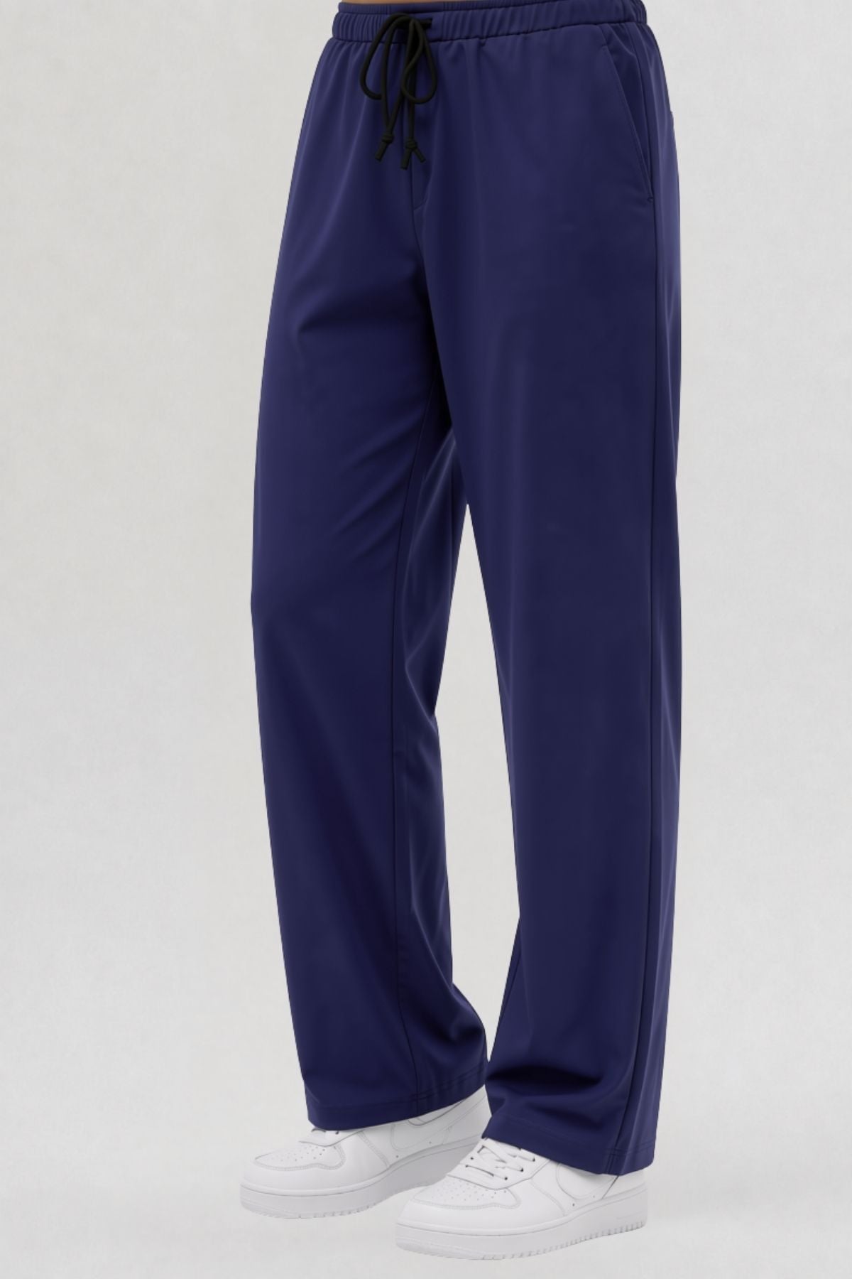 Likralı Lacivert - Patriot Blue Bol Paça Pantolon
