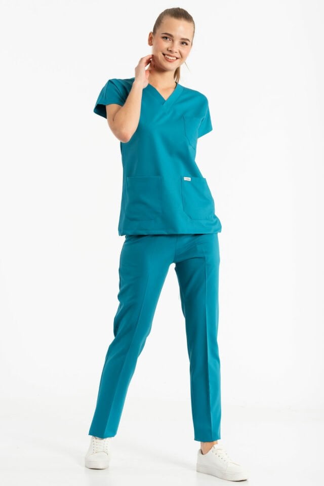 Petrol Yeşili Likralı Cerrahi Takım