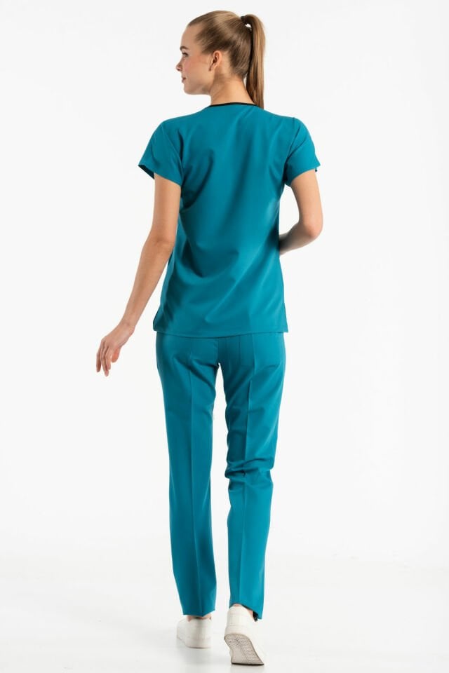 Petrol Yeşili Likralı Cerrahi Takım