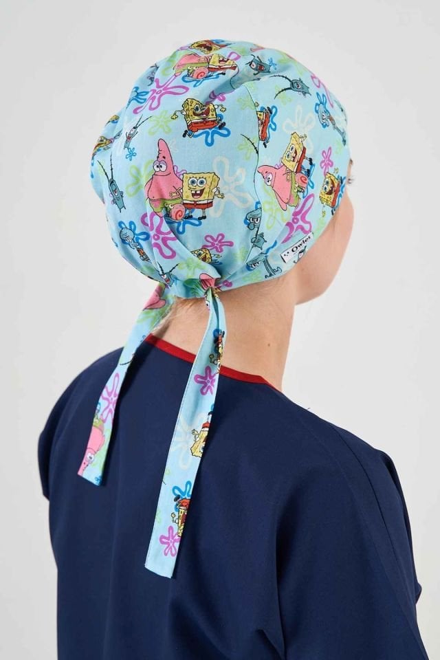 Sünger Bob Desenli Cerrahi Tesettür Bone