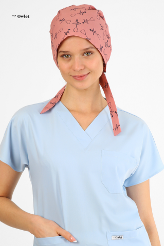 Stethoscope Patterned Dark Powder Surgical Hijab Bonnet