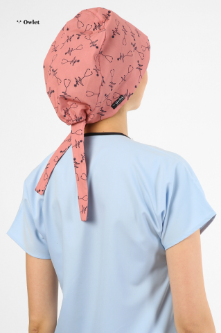 Stethoscope Patterned Dark Powder Surgical Hijab Bonnet