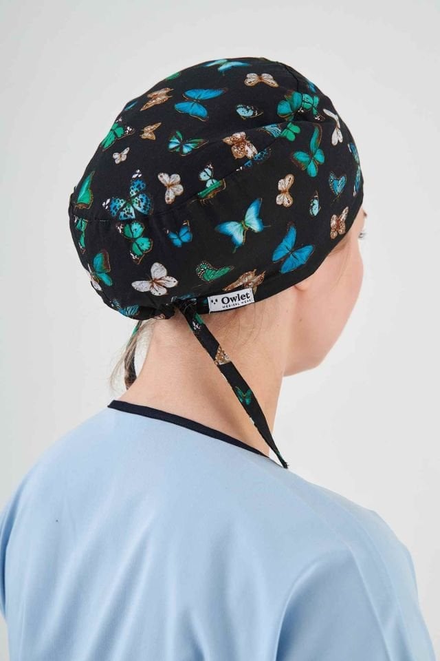 Kelebek Desenli Siyah Cerrahi Bone