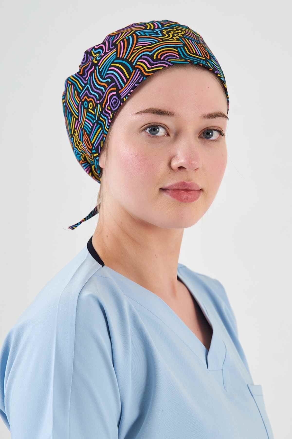 Colorful Striped Patterned Surgical Cap