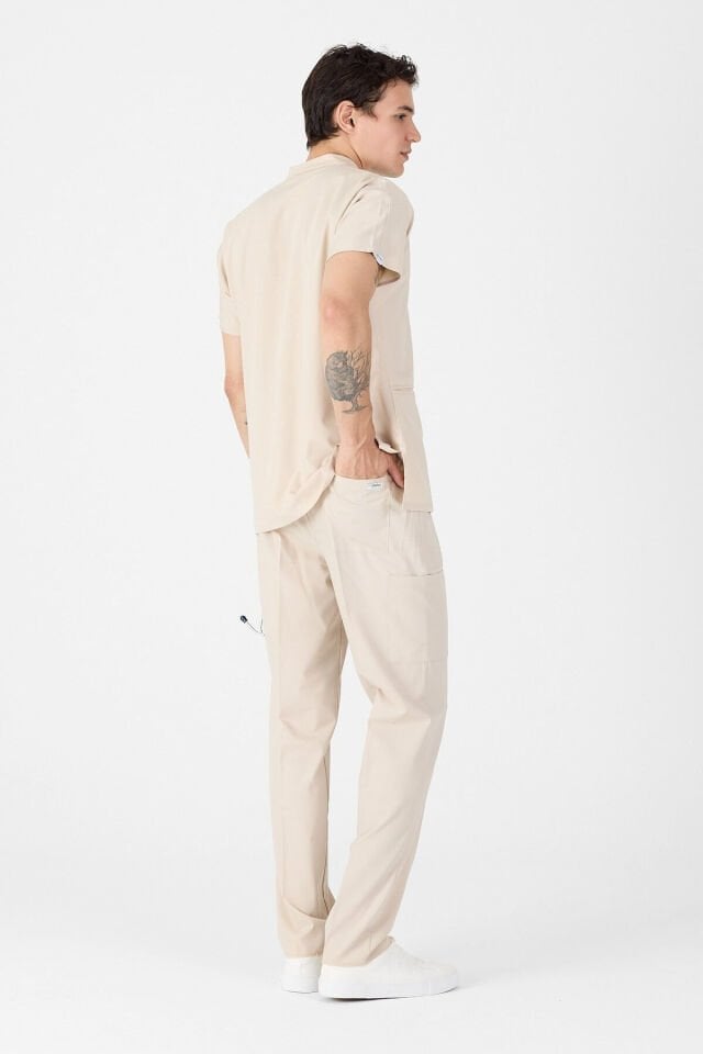 Likralı Taş Fermuar Detaylı Scrubs Forma