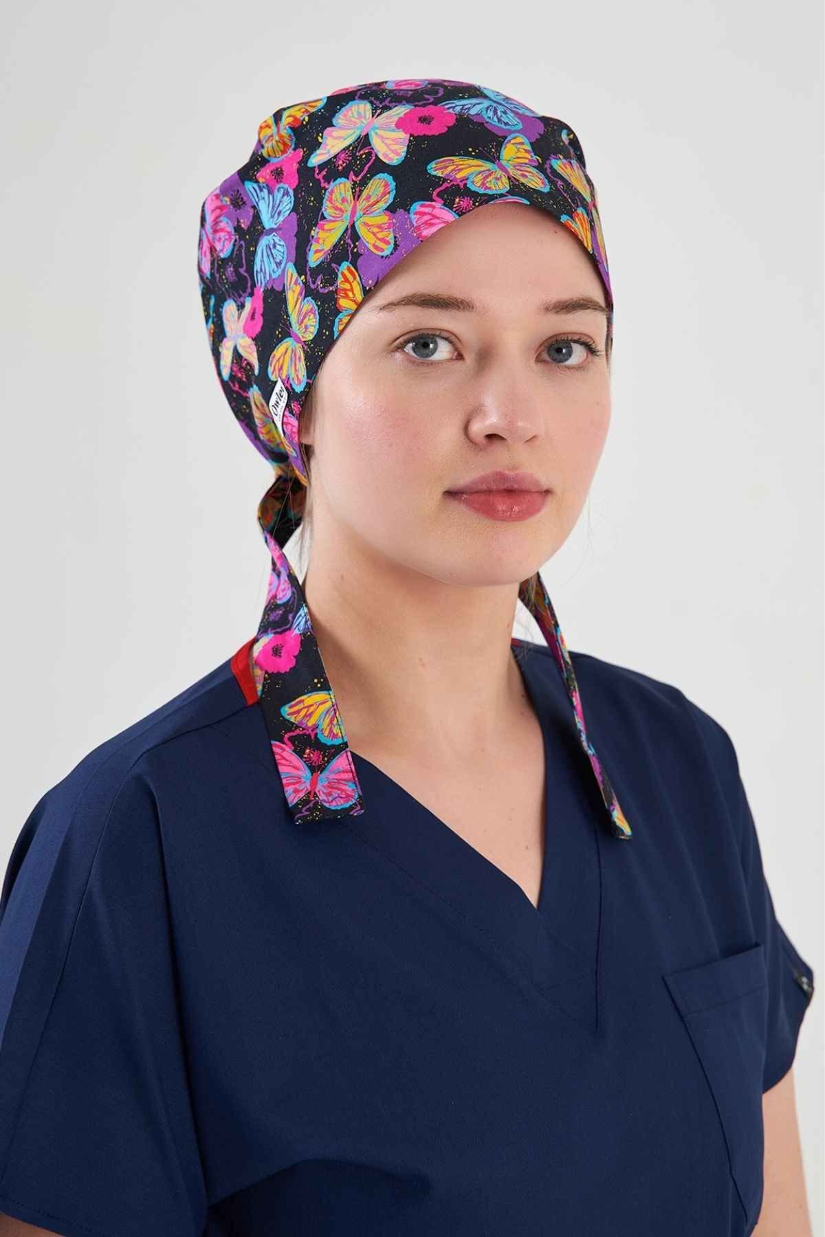 Renkli Kelebekler Cerrahi Tesettür Bone