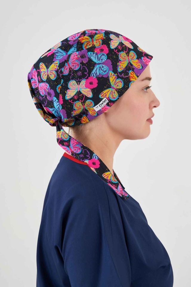 Renkli Kelebekler Cerrahi Tesettür Bone