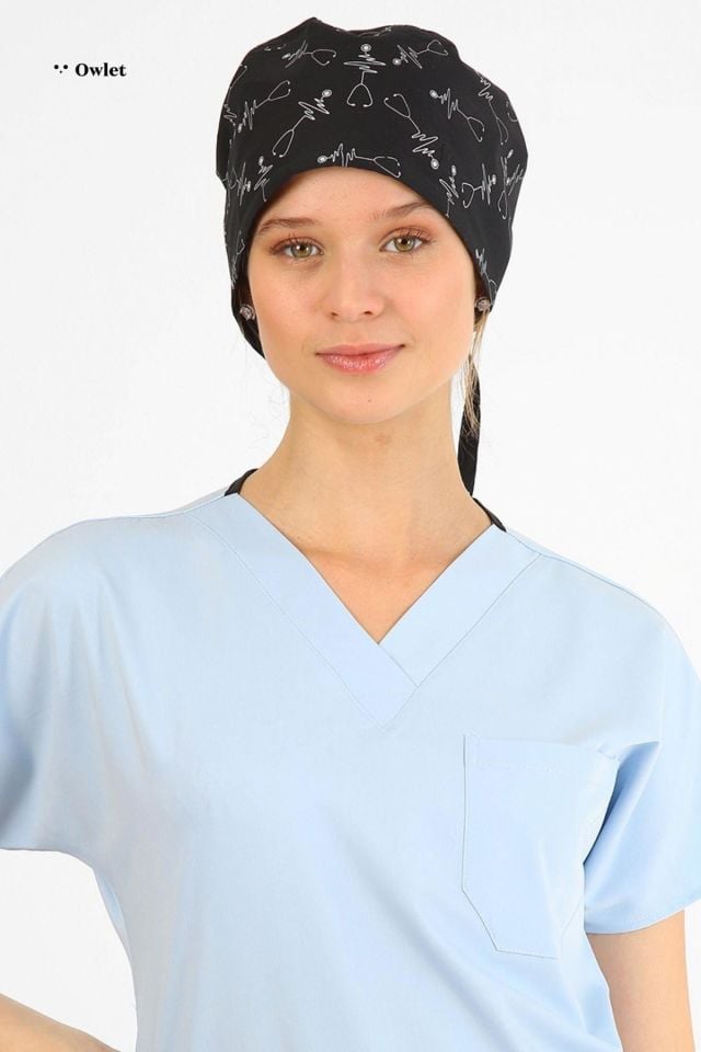 Stetoskop Desenli Siyah Cerrahi Bone