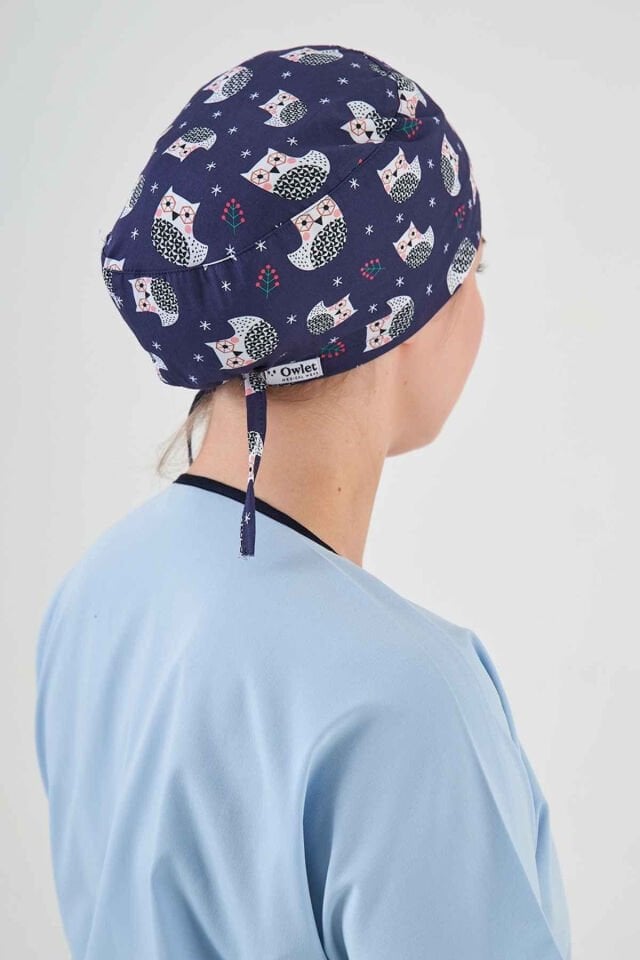 Baykuş Desenli Lacivert Cerrahi Bone