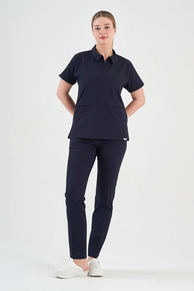Polo yaka Fermuarlı  scrubs forma