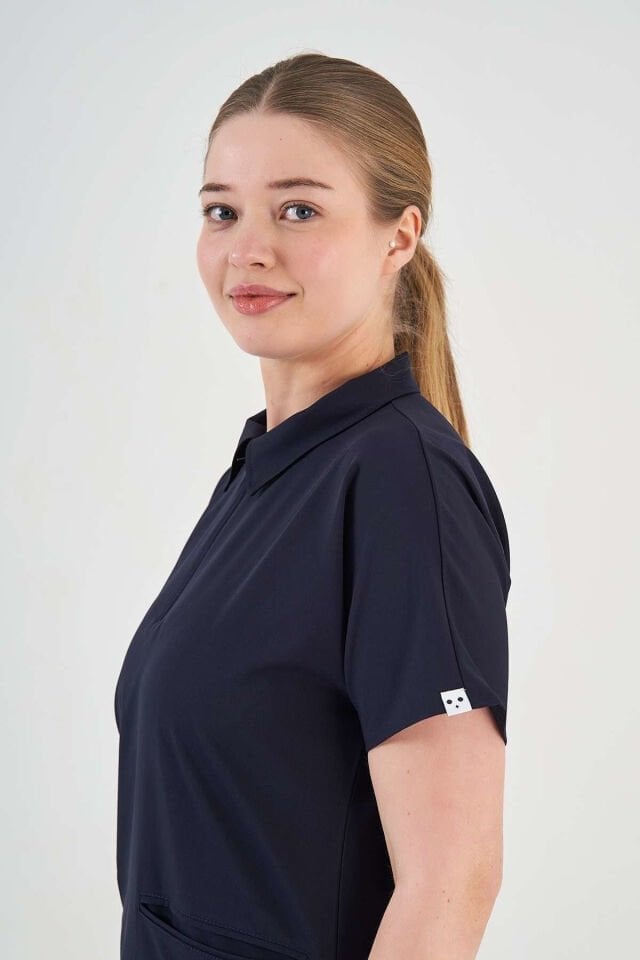 Likralı Koyu Lacivert Polo Yaka Takım