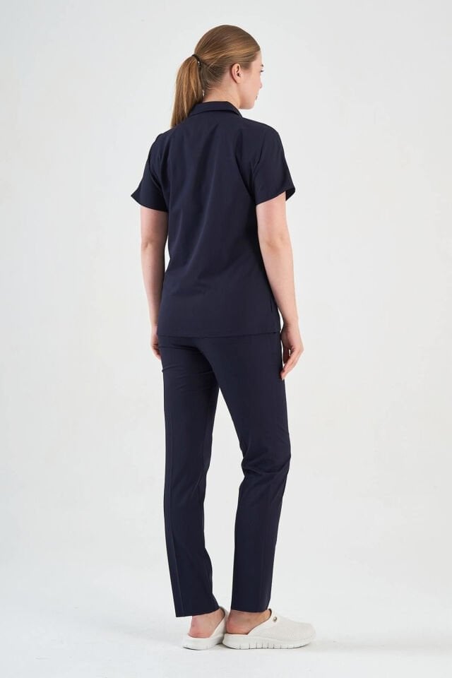 Likralı Koyu Lacivert Polo Yaka Takım