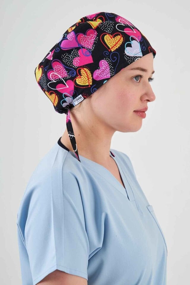 Kalp Desenli Siyah Cerrahi Bone