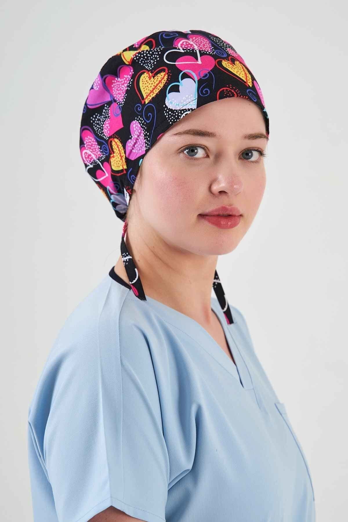 Kalp Desenli Siyah Cerrahi Bone