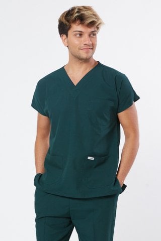 Likralı Zümrüt Yeşili Cerrahi Takım