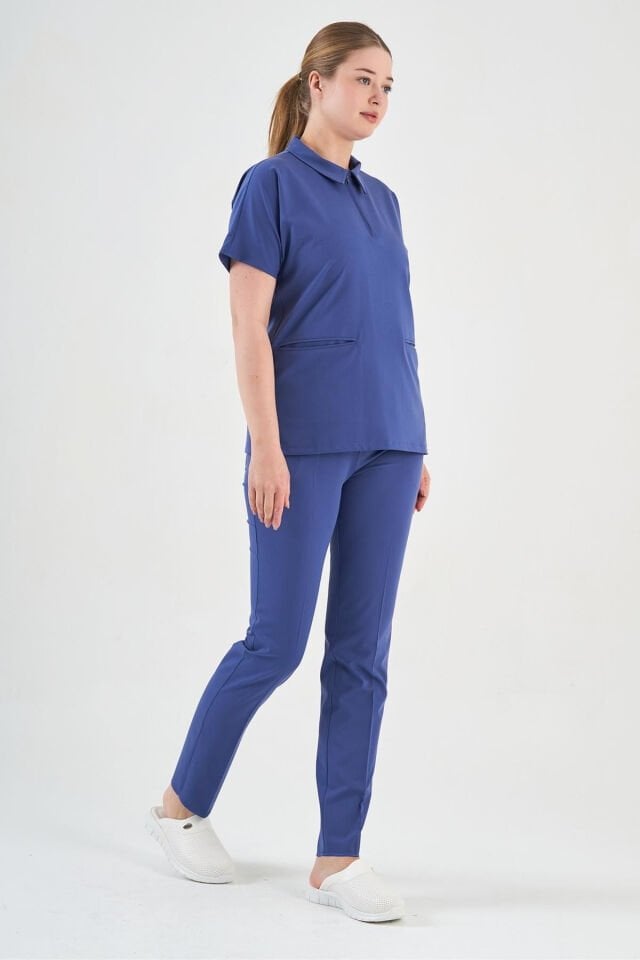 Likralı Morcivert Polo Yaka Takım