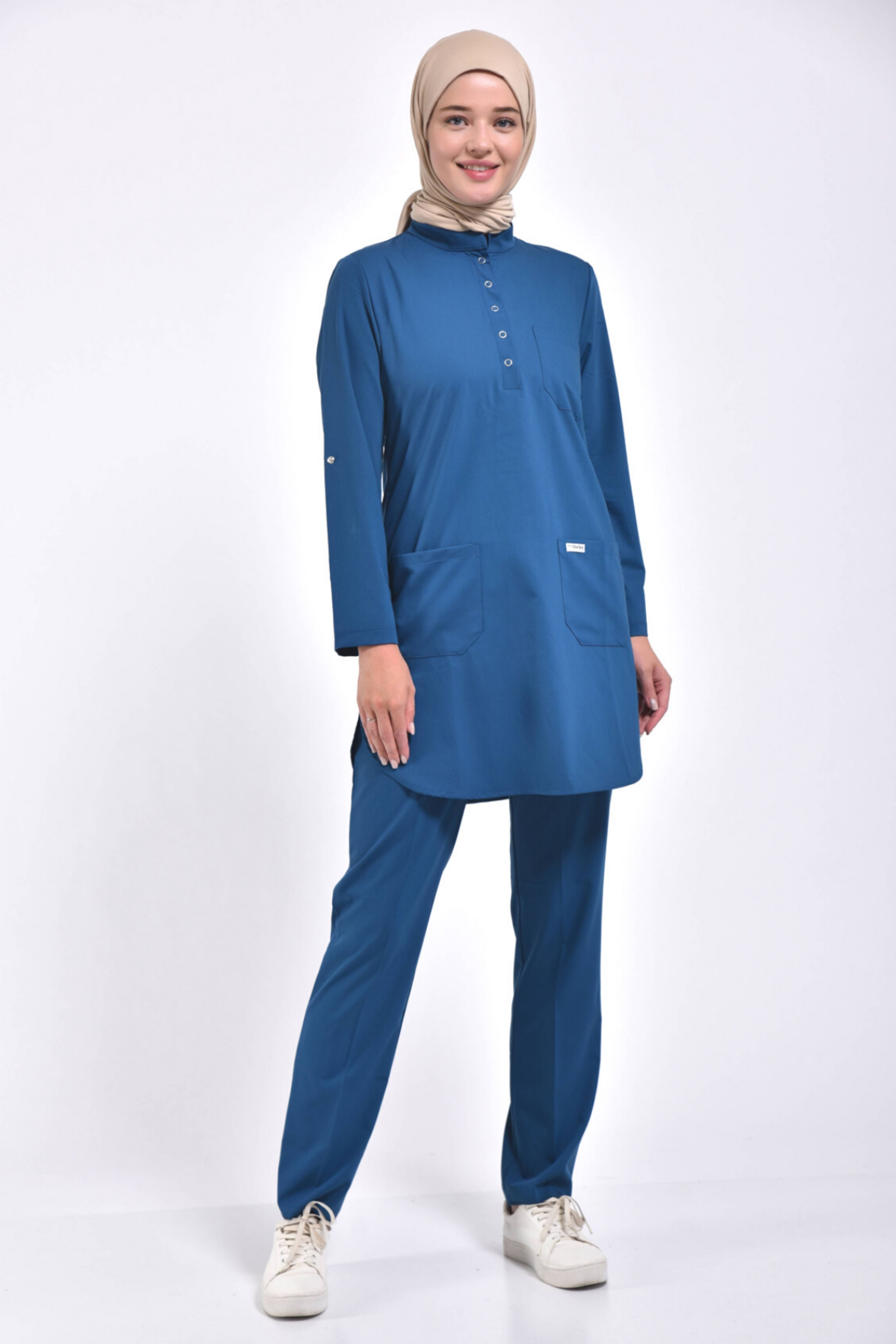 Lycra Hijab Set, Petrol Blue