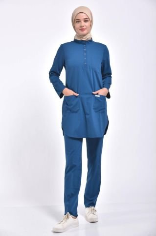 Lycra Hijab Set, Petrol Blue