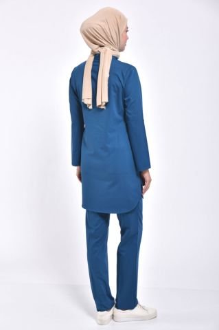 Lycra Hijab Set, Petrol Blue