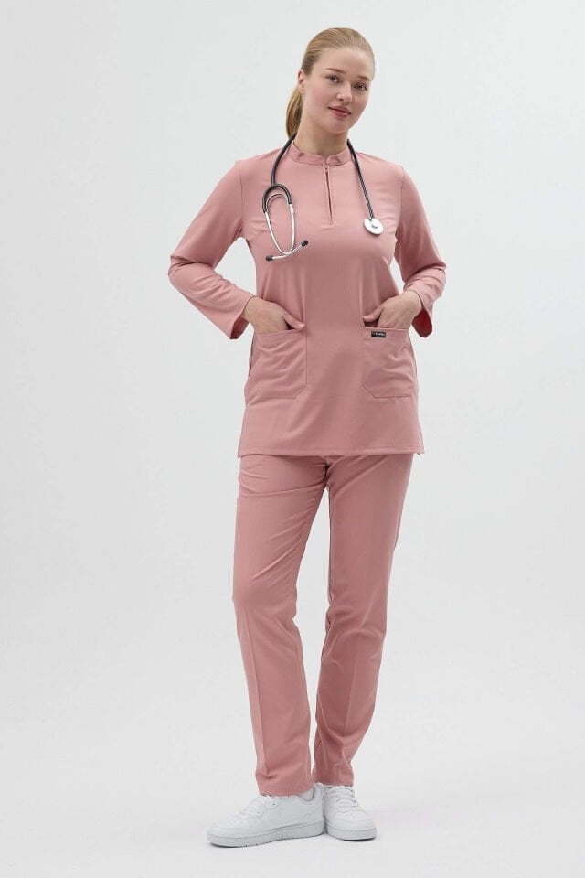 Likralı Pudra Tunik Boy Takım