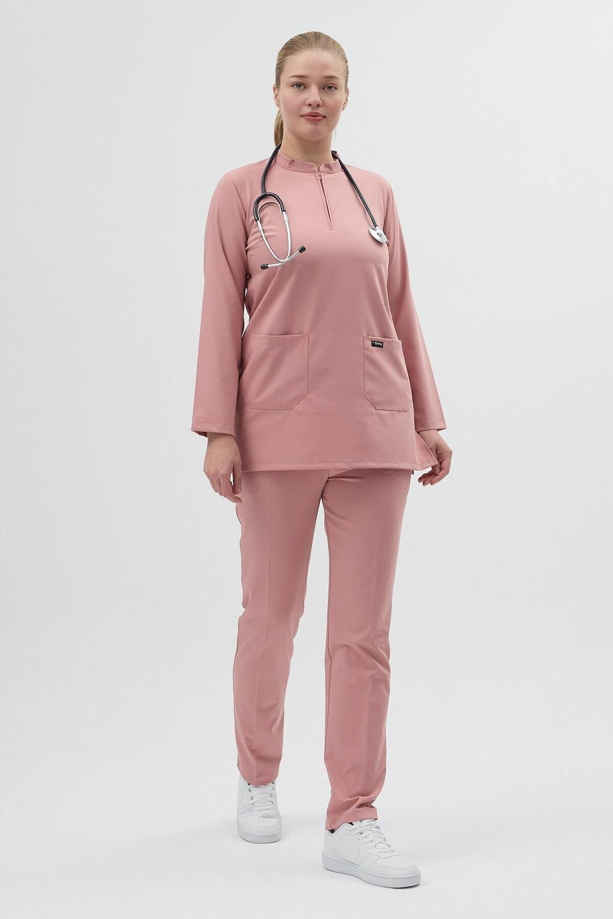 Lycra Powder Pink Tunic Set