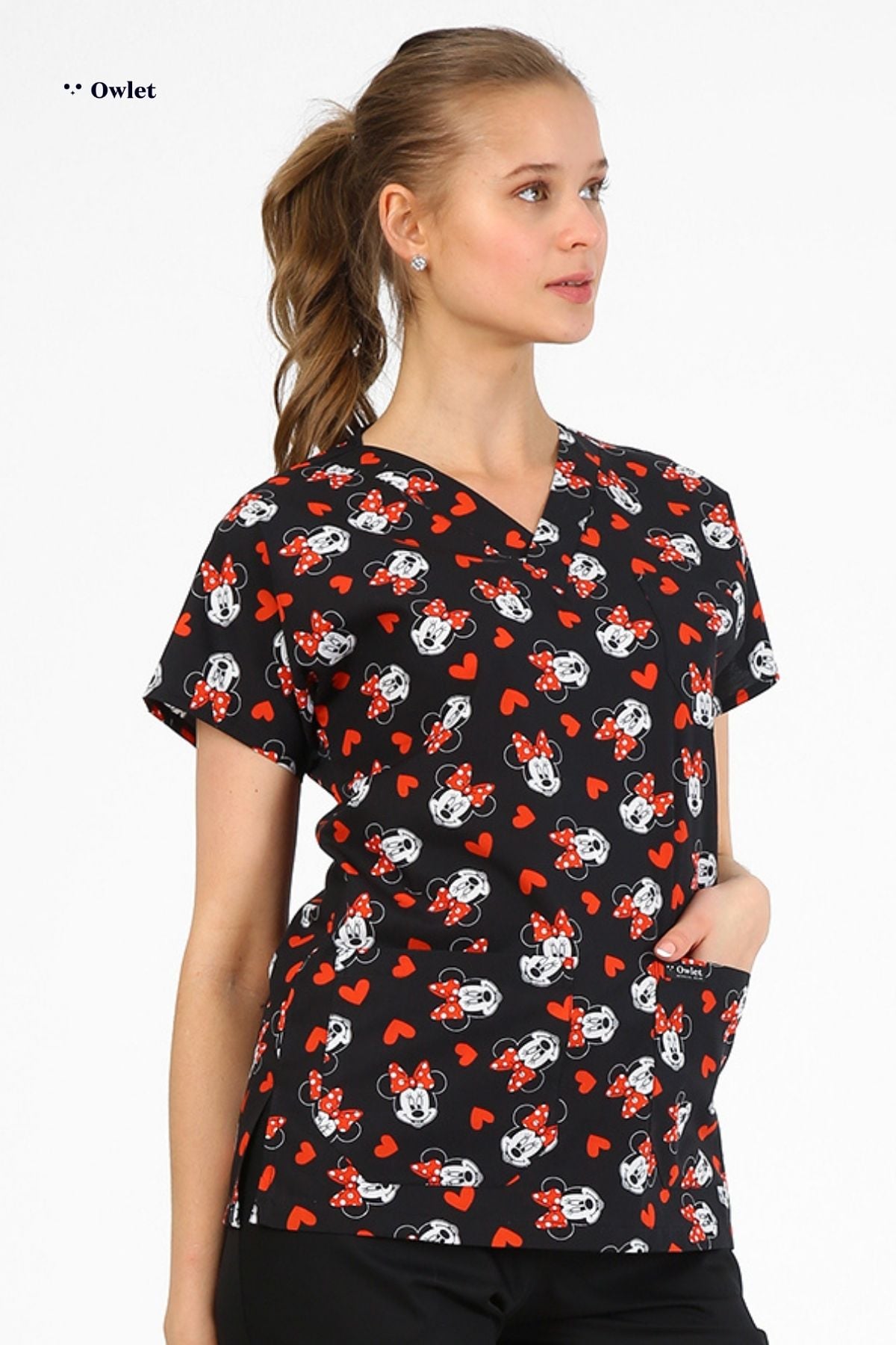 Minnie Mouse Desenli Cerrahi Forma Üst