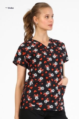 Minnie Mouse Desenli Cerrahi Forma Üst