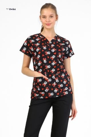 Minnie Mouse Desenli Cerrahi Forma Üst
