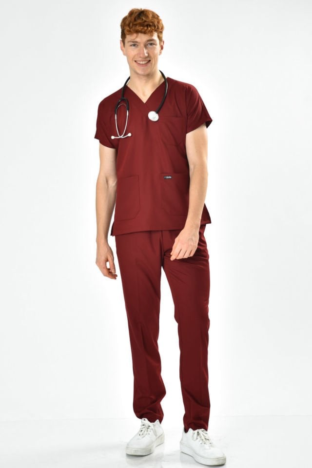 Likralı Bordo Cerrahi Takım